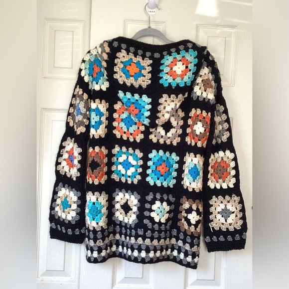 Handmade Granny square boho cardigan, vintage style size Large - Picture 4 of 7